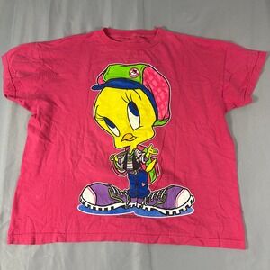 Vintage 1994 Tweety Bird Sun Sportswear Pink Graphic T-Shirt Looney Tunes XL